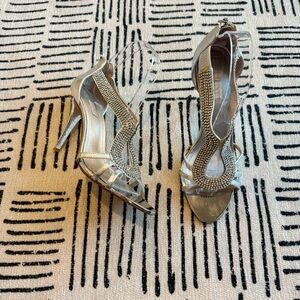 Glint Silver Strappy Heels